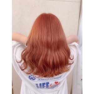 オレンジカラー/フェザーバンク/大人かわいいヘア