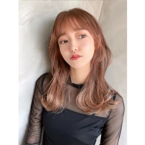 ハイトーン　ダブルカラー　セミロング　