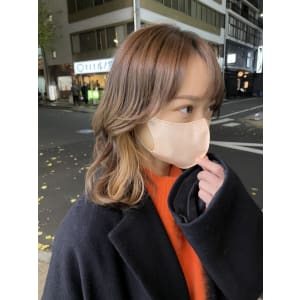 顔まわりレイヤー　韓国レイヤー　インナーカラー