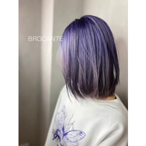 wカラー ケアブリーチ 紫 パープル ミディアム ボブ