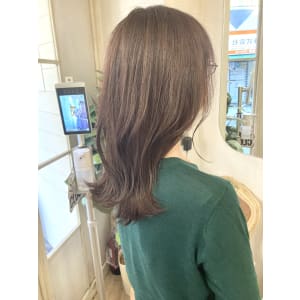 柔らか艶カラーオリージュ外ハネセミディ30代梅ヶ丘美容室