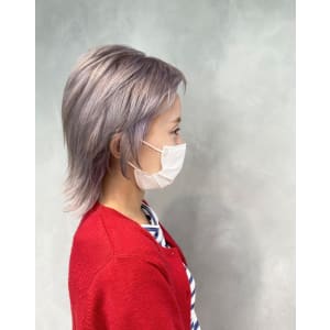 シルバーベージュ×ショートウルフ