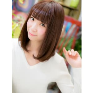 大人かわいい♪小顔シースルーバングミディ　カール