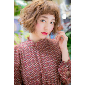 アシンメトリー★小顔前下がりフレンチボブ　波巻き
