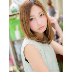 大人かわいい3Dカラー小顔センターパート　斜めバング