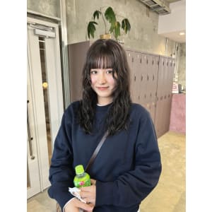 ロングパーマ×パープルグレー