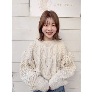 韓国風フェザーバング外ハネくびれボブショコラ30代梅ヶ丘