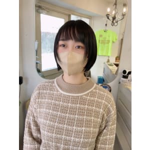前髪ありミニボブショートボブ大人ガーリー暗髪梅ヶ丘美容室
