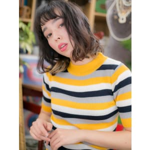 大人かわいいインナーカラー韓国風ボブ　ダークアッシュ