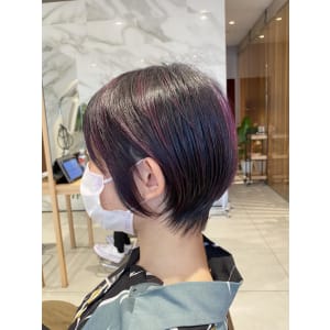ピンクハイライト&ショートカット