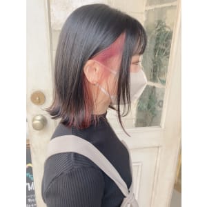 大人可愛いインナーカラーイヤリング推しカラー梅ヶ丘美容室