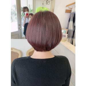 ミセス大人女子フレンチショコラピンクショートボブ梅ヶ丘美容室