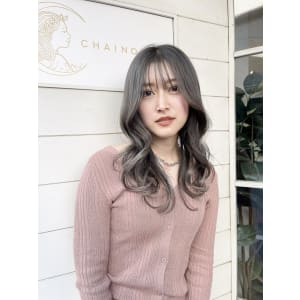 外国人風グレージュくびれ大人セミディ30代寒色系梅ヶ丘美容室