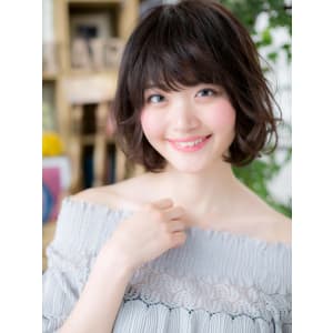 シースルーバングショートパーマウルフボブ　ミルクチョコレート