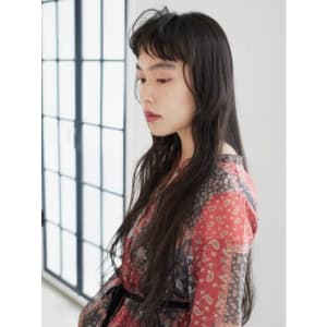 三軒茶屋_レディース_ロング_ブラック_コテ巻き_ヘアアレン