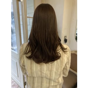 コスメストレートでうるツヤロングコテ巻き仕上げカーキブラウン