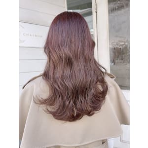 大人気モカグレージュくびれセミディハイライトカラー梅ヶ丘