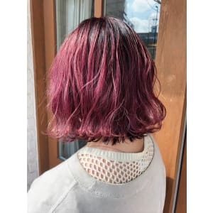 ボブパーマ×カシスレッド