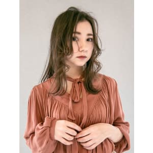 三軒茶屋_レディース_セミロング_ブラウン_コテ巻き_小顔
