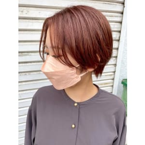 ハンサムショート　デザインカラー　オレンジブラウン