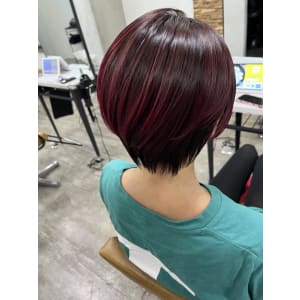 ハイライトカラー赤髪派手髪池袋