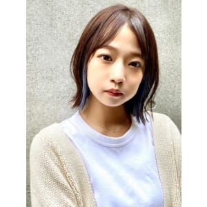 インナーカラー　イヤリングカラー　ネイビー