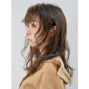 三軒茶屋_レディース_ロング_ブラウン_コテ巻き_パーマ