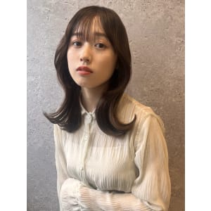 三軒茶屋_レディース_セミロング_韓国巻き_小顔_ブラウン