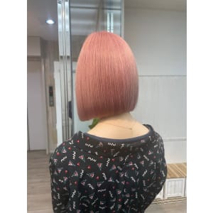 艶髪ハイトーンピンクベージュボブ髪質改善トリートメント渋谷