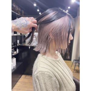 斜めバンググレージュカラー デザインカラー シルキーベージュ