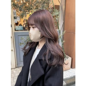 ピンクブラウン髪質改善　顔周りカット　韓国【横浜】