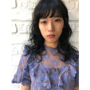 黒髪　ワイドバング　エアリーパーマ