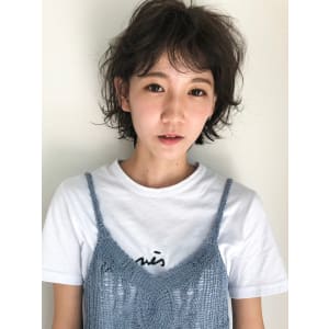 シースルーバング　アッシュブラウン　ニュアンスパーマ