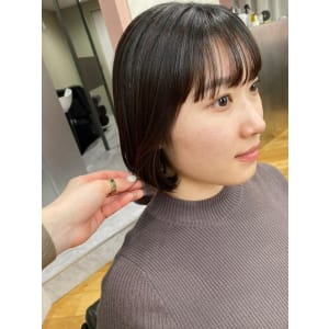 斜めバング/グレージュカラー/デザインカラー/学芸大学