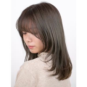 三軒茶屋_レディース_セミロング_グレージュ_レイヤー_小顔