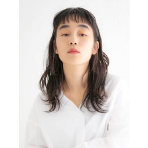 三軒茶屋_レディース_セミロング_コテ巻き_ショートバング_
