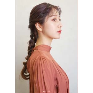 三軒茶屋_レディース_ロング_ピンクブラウン_ヘアアレンジ_