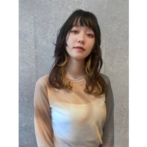 三軒茶屋_レディース_インナーカラー_コテ巻き_ロング_小顔