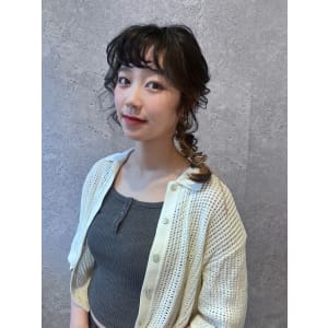 三軒茶屋_レディース_ロング_ヘアアレンジ_編み込み_小顔