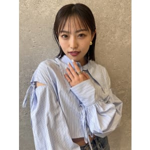 三軒茶屋_レディース_ミディアム_ブラウン_ボブ_ウェット