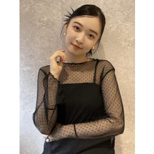 三軒茶屋_レディース_セミロング_ブラウン_ヘアアレンジ_