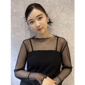 三軒茶屋_レディース_セミロング_ヘアアレンジ_ウェット_