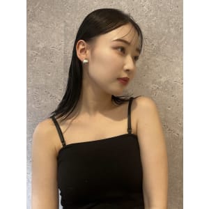 三軒茶屋_レディース_セミロング_ブラック_ウェット_オイル