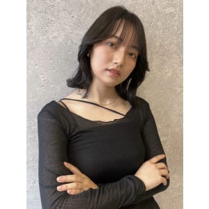 三軒茶屋_レディース_ミディアム_黒髪_韓国巻き_エギョモリ