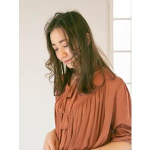 三軒茶屋_レディース_セミロング_コテ巻き_ブラウン_パーマ
