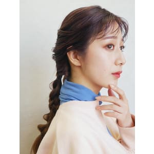 三軒茶屋_レディース_ロング_ヘアアレンジ_編み込み_小顔