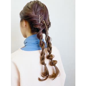 三軒茶屋_レディース_ロング_ヘアアレンジ_編み込み_小顔
