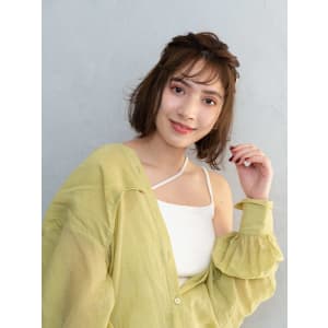 三軒茶屋_レディース_ミディアム_ブラウン_ボブ_アレンジ