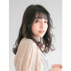 三軒茶屋_レディース_ロング_黒髪_コテ巻き_パーマ_小顔