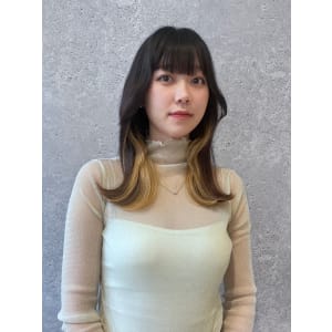 三軒茶屋_レディース_ロング_ブラウン_コテ巻き_韓国巻き_